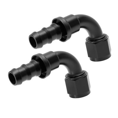 A ABSOPRO AN10 90 Degree Push Lock Hose Fitting End for Car Fuel Line 6061 Aluminum (Set of 2)