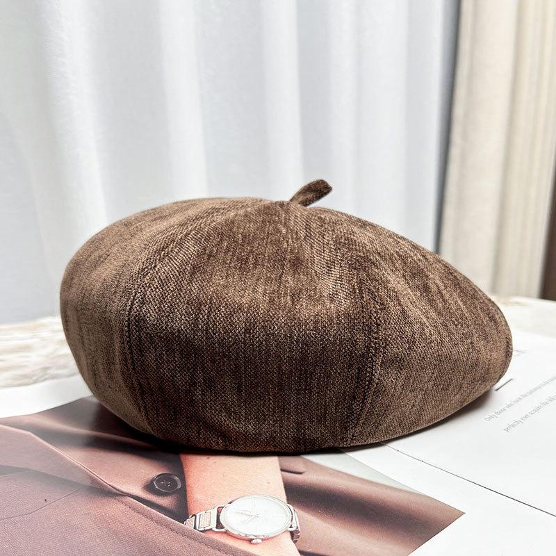 Spring And Autumn Korean Retro Solid Color Beret Women Travel Check-In Po Commuter Warm Fashion All-Match Painter Newsboy Cap