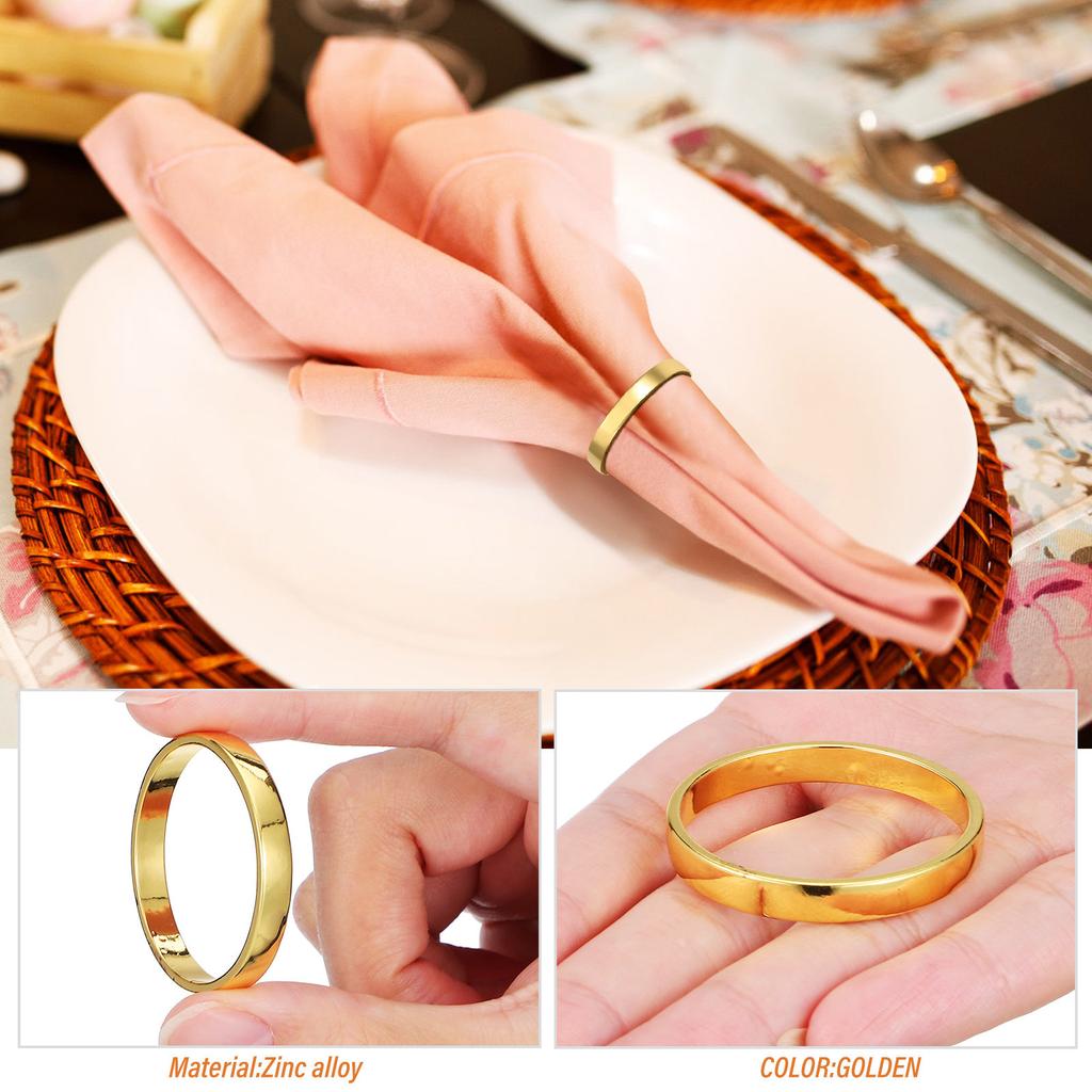12Pcs Napkin Rings Gold Zinc Alloy Minimalist Loop Napkin Buckles Wedding Dinner Table Decorative Rings Serviette Holder