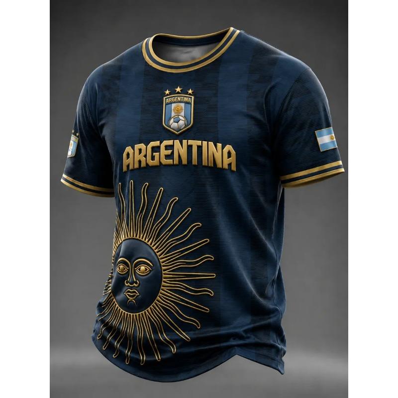 2026 Edition Argentine Fan Football Training T-Shirt - 3D Digital Printing - Comfortable and Breathable - Family Clothing