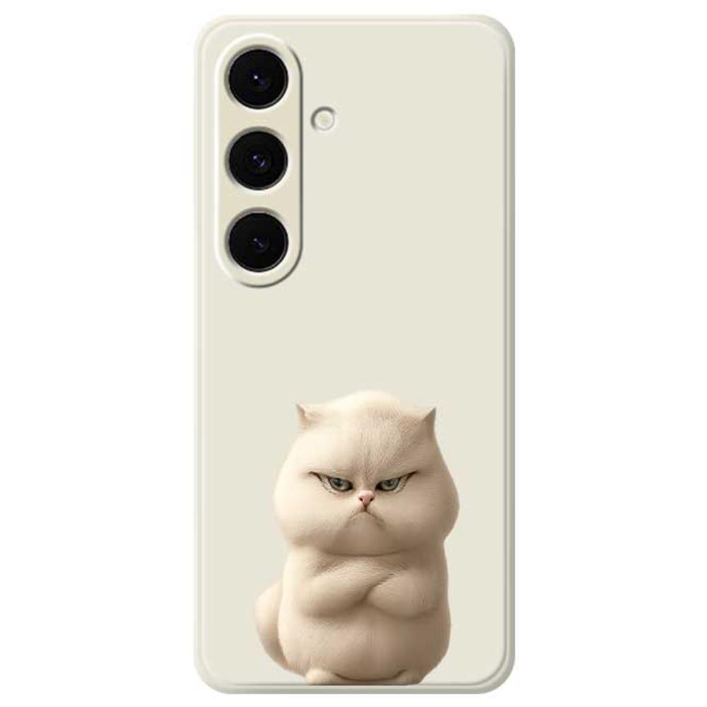 For Samsung Galaxy S24 FE Case Angry Cat Pattern Printing Straight Edge TPU Phone Back Cover