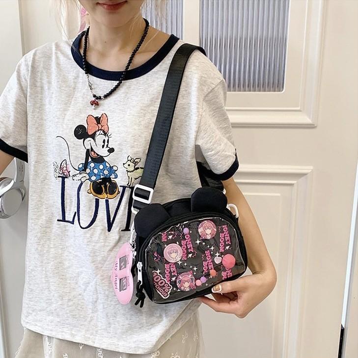 Bear Ears Small Shoulder Bag With Soft Nylon Material For Daily Fashion