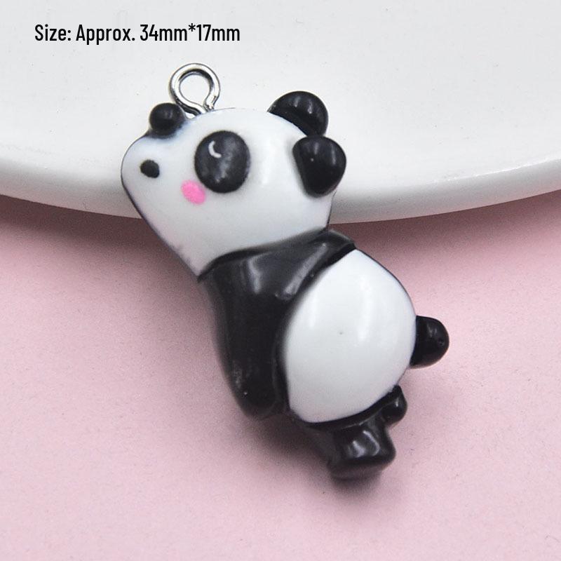 Cute Mini Panda Resin Pendant Keychain - DIY Jewelry Accessory