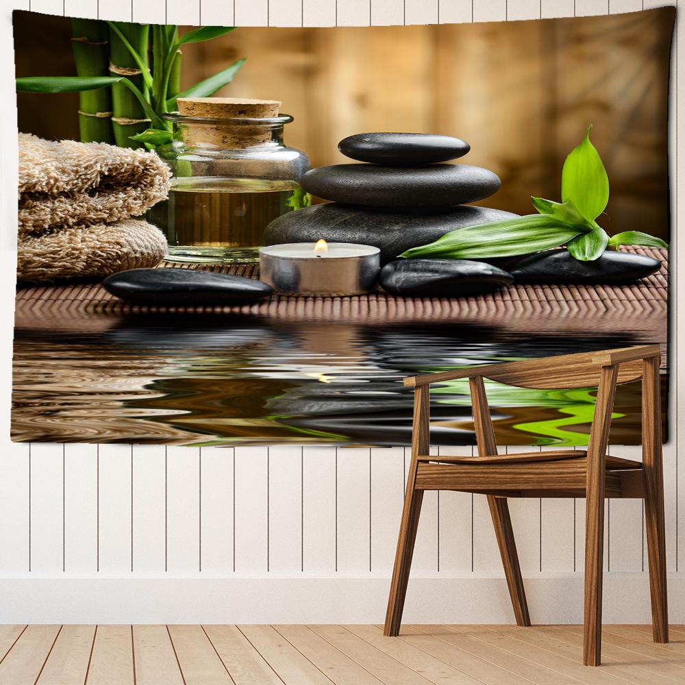 Pădure de bambus și peisaj de piatră Tapiserie agățată pe perete Peisaj natural boem Cameră de artă minimalistă Dormitor Decor acasă