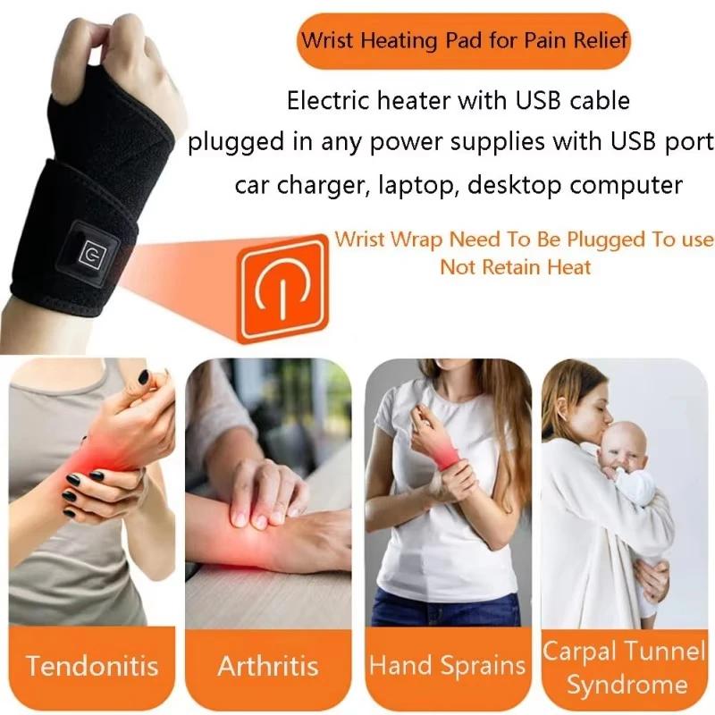 Cordless Wrist Massager USB Rechargeable Wrist Brace Wrap with Massage for Wrist Carpal Tunnel Fatigue Relief for Home Office