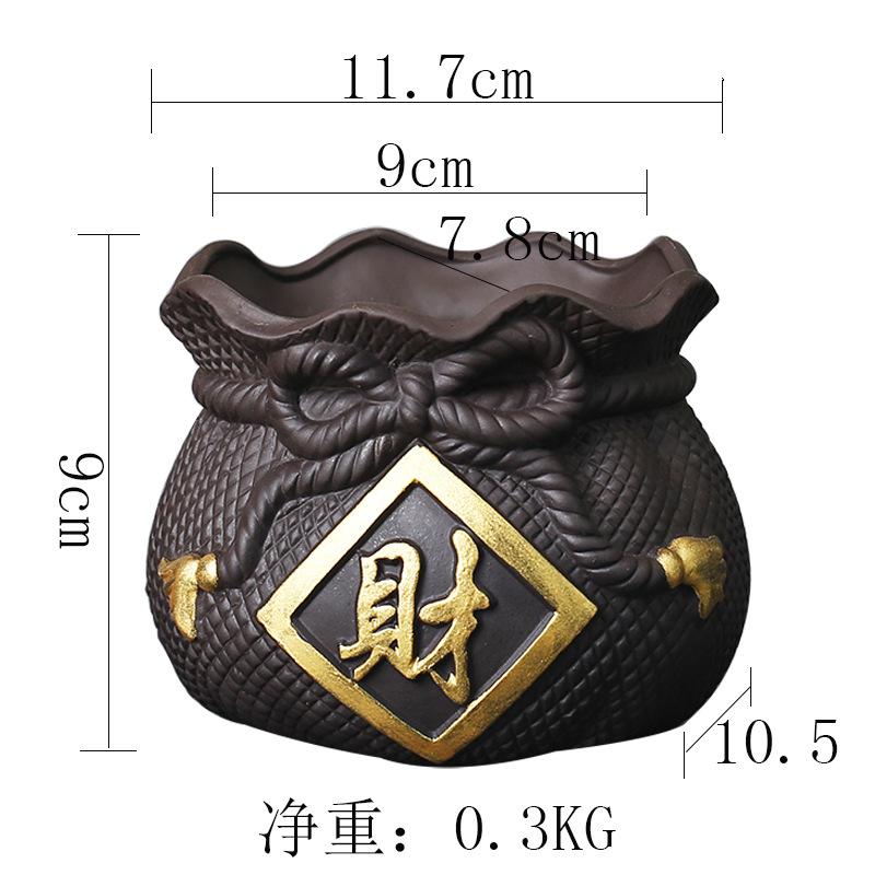 Creative And Personalized Purple Sand Flower Pot Ceramic Xiaolaozhuang Meat Meat Peach Egg Plant Bonsai Potted Plant Calamus Wenzhu Chinese Style