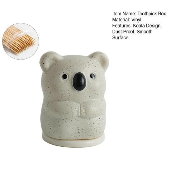 Toothpick Box with Dust-Proof Koala Cover Toothpicks Cotton Swabs Earrings Small Items Hygienic Holder Desktop Ornament