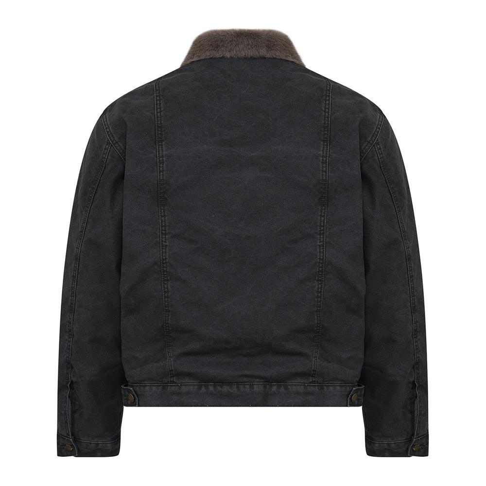 Men's Vintage Cotton Patchwork Jacket - Trendy Retro Lapel Coat for Boys