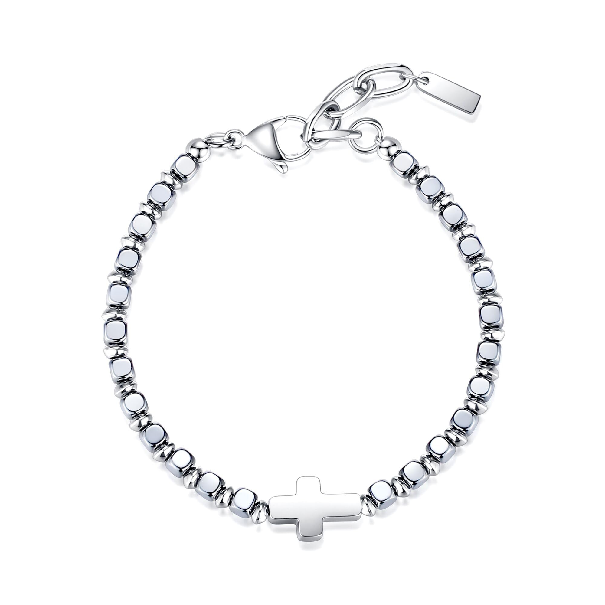 

Браслет с квадратным гематитовым крестом Power Stone [GAVU] для мужчин