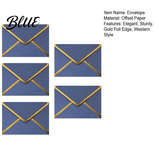 Hot Stamping Invitation Covers 5Pcs Western Style Envelopes with Gold Foil Trim, Offset Paper Formal Business Stationery for Wedding, Greeting Cards,
