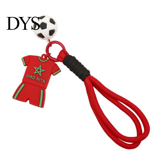 National Team Keychain Pendant, Thick Braided Rope Mini Football Soft Rubber Jersey Charm Key Holder, Argentina Brazil Germany Colors Fan Gift