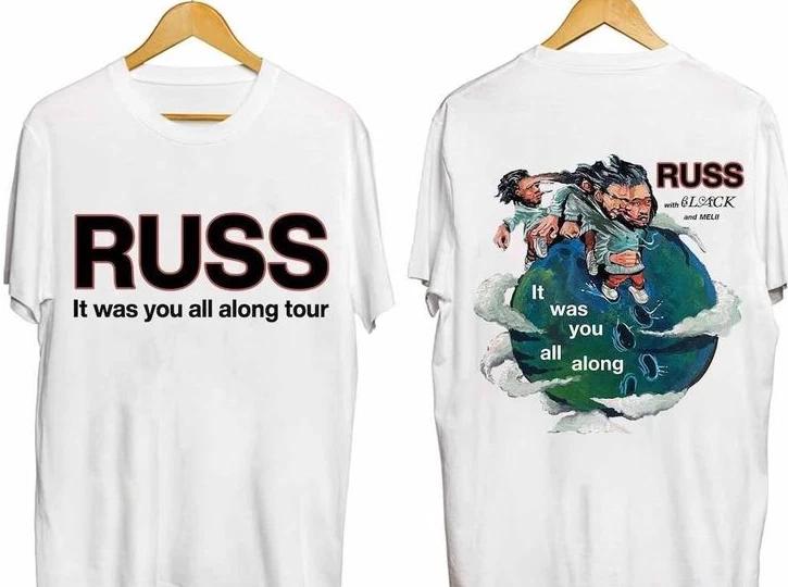 Russ 2024 Tour Shirt It Was You All Along With 6Lack And Melii Concert Clas XL