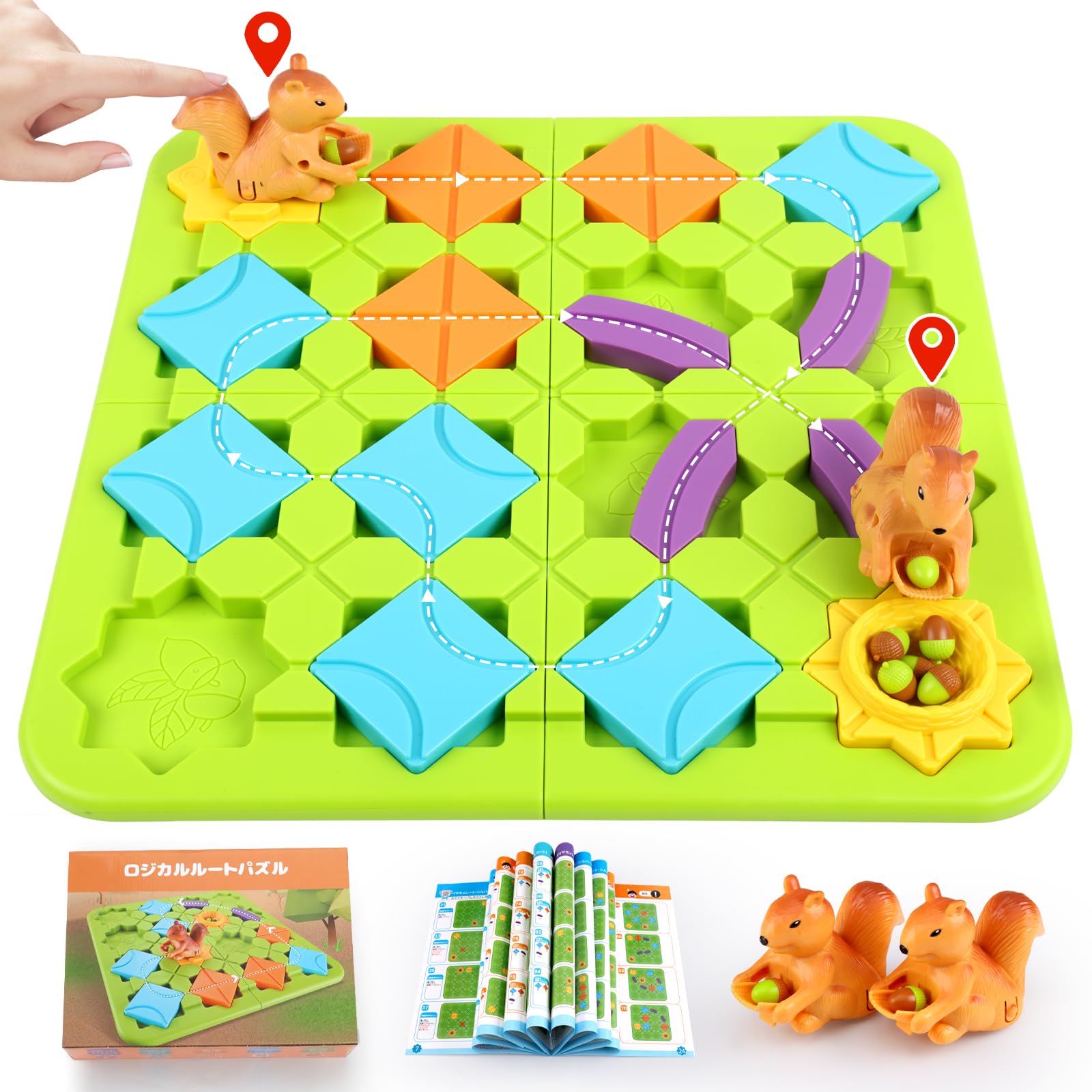 

Yangtomo Logical Route Puzzle, Educational Montessori Programming Toy [118 Questions in 5 Difficulty Levels], Brain Training, Logical Thinking,