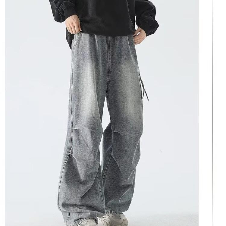 JYL Men s Casual Pants American Deconstructed Winter Vibe Niche Black Denim M бездна