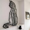 Modern Laser Cut Cat Wall Decor Geometric Metal Animal Sculpture Boho Chic Art Handmade Iron Hanging for Living Room Office Minimalist Gift