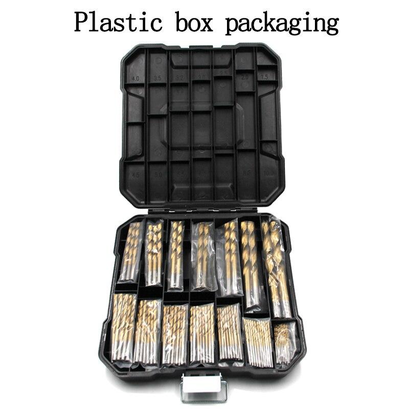 

99 шт титановых спиральных сверл для деревообработки, открывалка для отверстий, стальная пластина, сверлильный инструмент, набор в пластиковой коробке