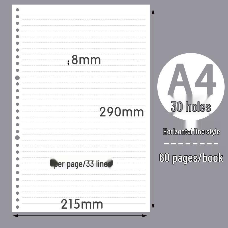 Recambio para Cuaderno de Hojas Sueltas Partner Cuatro Lados: B5 y A5, 26/20 Agujeros, Papel Cuadriculado Rayado