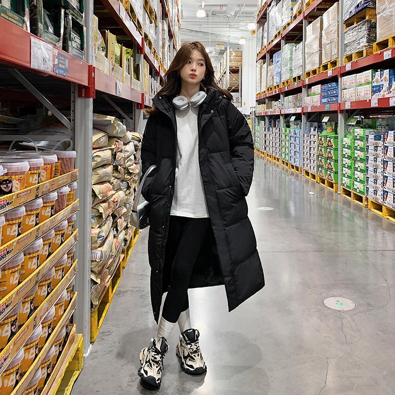 Invierno Nuevo Suelto con Capucha Acolchado de Algodón Chaqueta de Mujer Extendida Hasta la Rodilla Gruesa Acolchada de Algodón Chaqueta Abrigo.