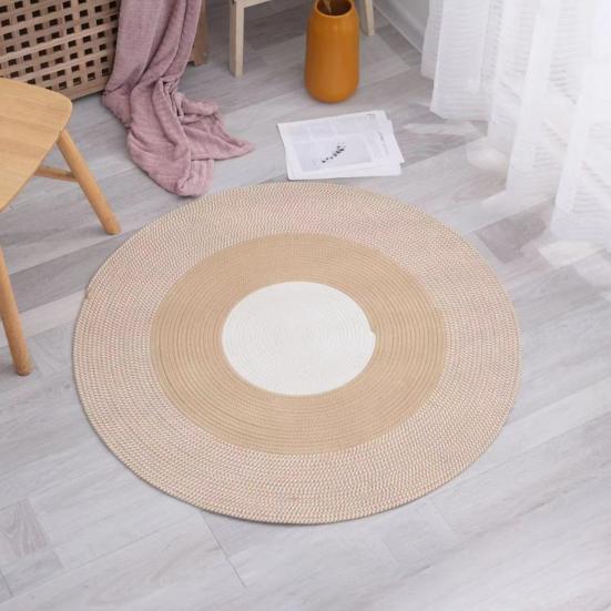 Katoenen Touw Kattenkleed Rond Kattenkrabkleed Zacht Wasbaar Vloerkleed met Kwasten Omkeerbaar Geweven Vloermat voor Slaapkamer Woonkamer Katten Rustplek