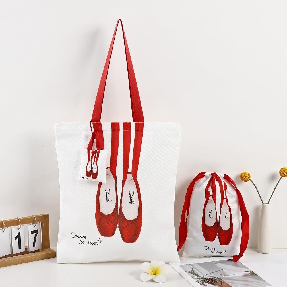 Large Capacity Ballet Shoulder Bag Canvas Mini Bag Pendant Toe Shoes Drawstring Bag Travel