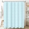 Blue Floral Shower Curtain Waterproof Decorative Bathroom Liner with Metal Hook Set for Home Decoration in Light Blue
