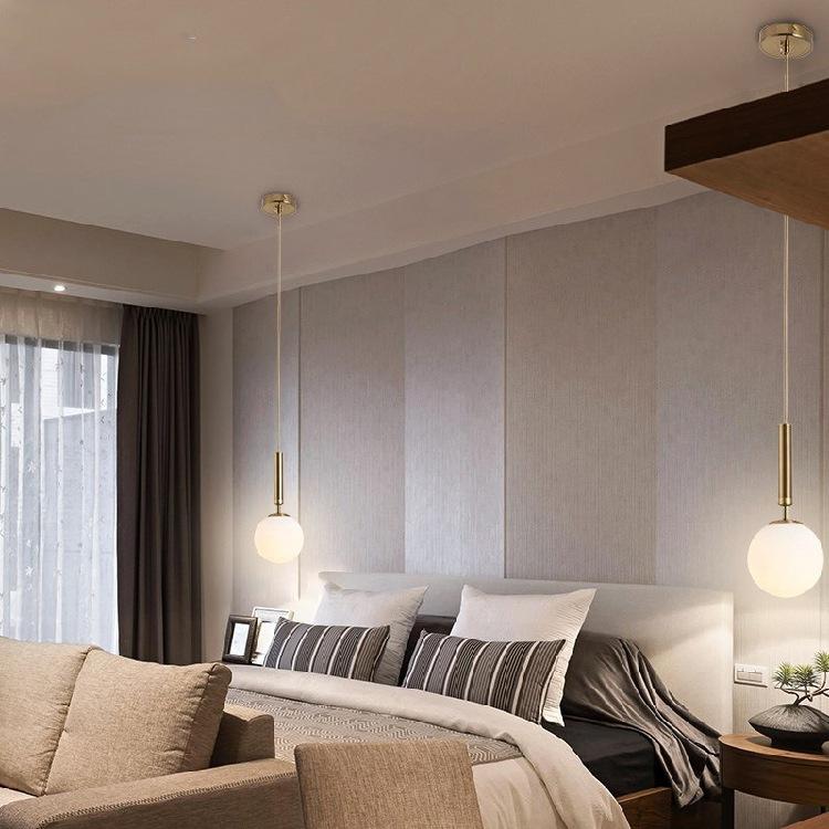 Nordic creative glass ball LED pendant light indoor kitchen pendant light luxury restaurant room decoration lighting fixture