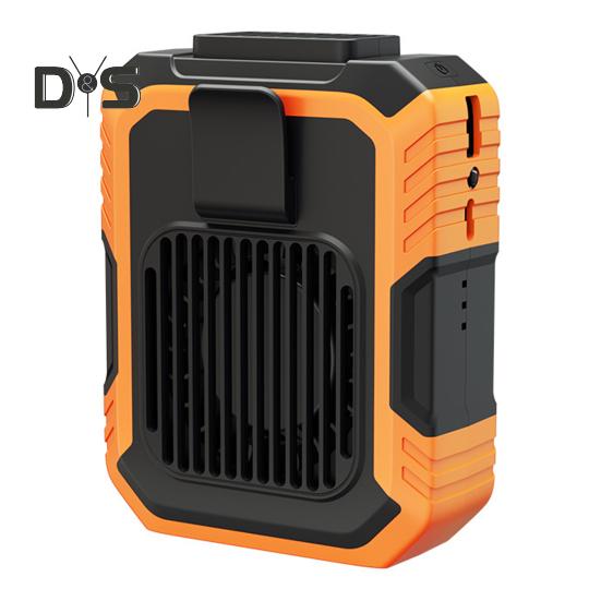 

Мощный охлаждающий вентилятор с 3 скоростями Перезаряжаемый портативный носимый персональный пристегивающийся на ремень вентилятор с подсветкой оранжевый