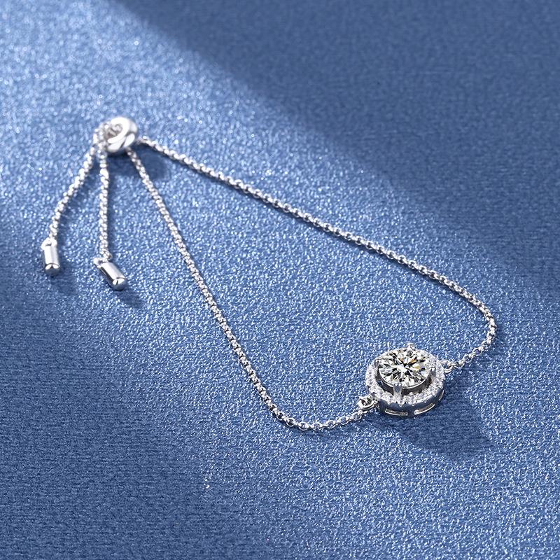 Brățară din argint S925 Mosang Diamond rotund Mosang Diamond 1 carat Pt950 Platină Femei