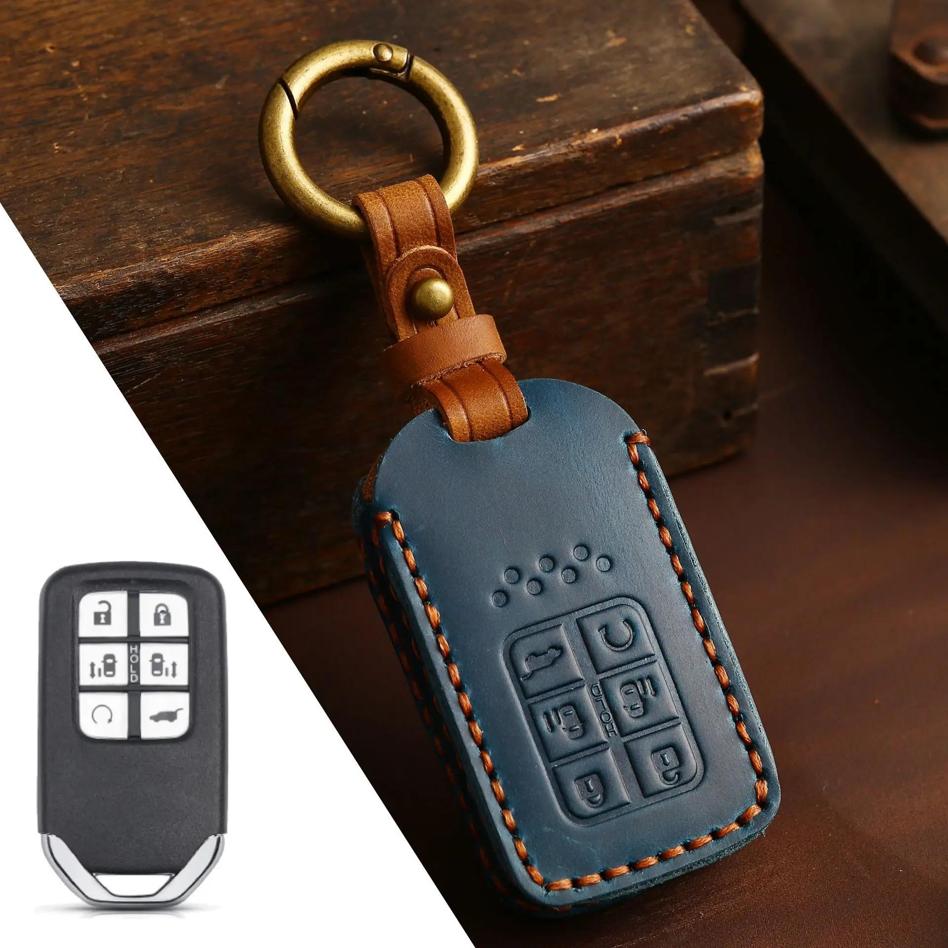 

Leather Car Key Cover Keychain Holder Case Protector for Honda CR-V ACCORD ODYSSEY CIVIC Ect All-inclusive Remote Accessories