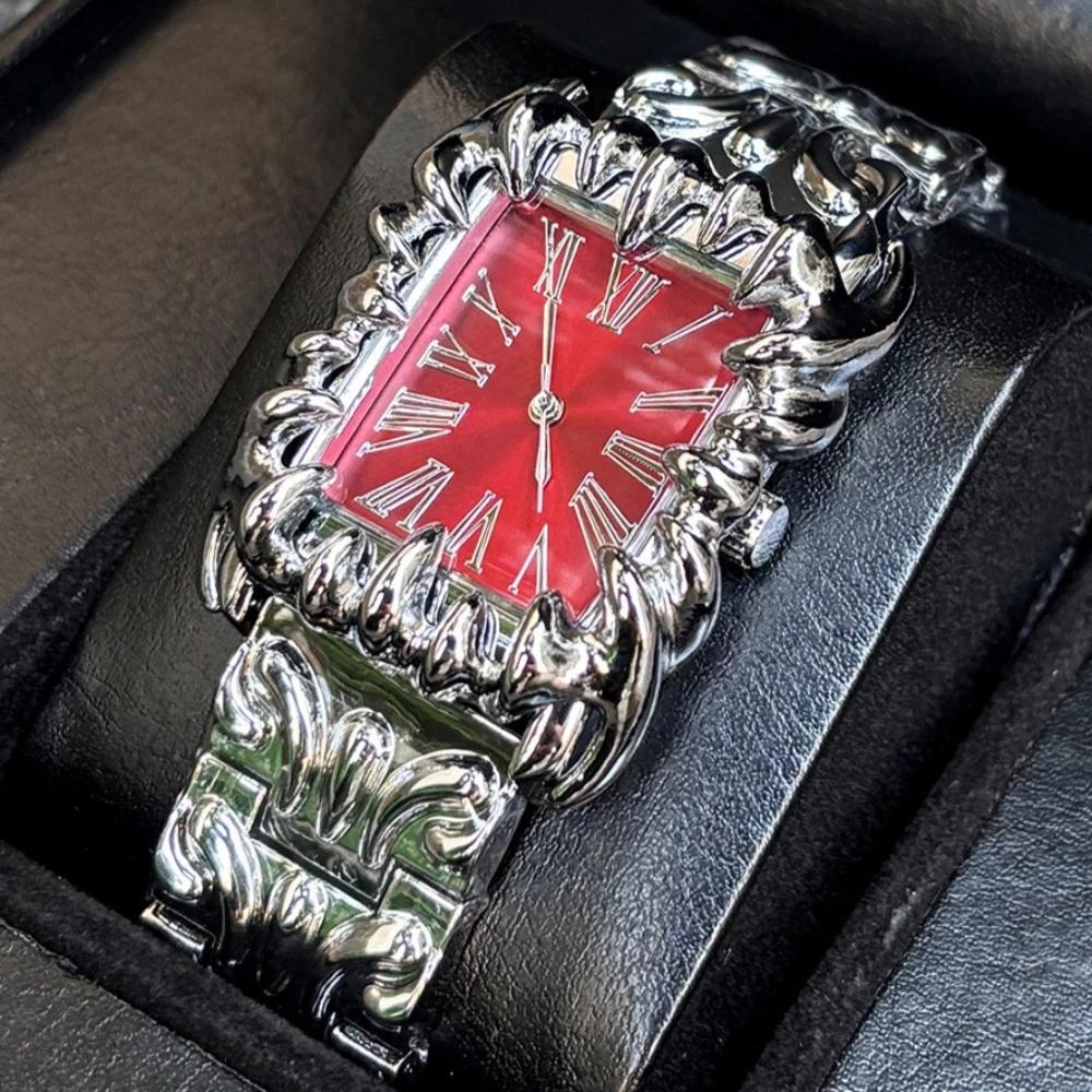 Top Silver Black Unique Square Y2k Red Demon Claw Devil Design Quartz Watches Men Alabaster Industries Creative Watch Male Clock