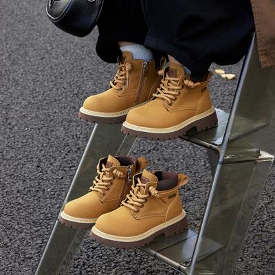 Children's Small Yellow Boots 2025 Autumn and Winter New Fashion British Style Boys Casual Leather Boots Girls Big Yellow Boots Martin Boots