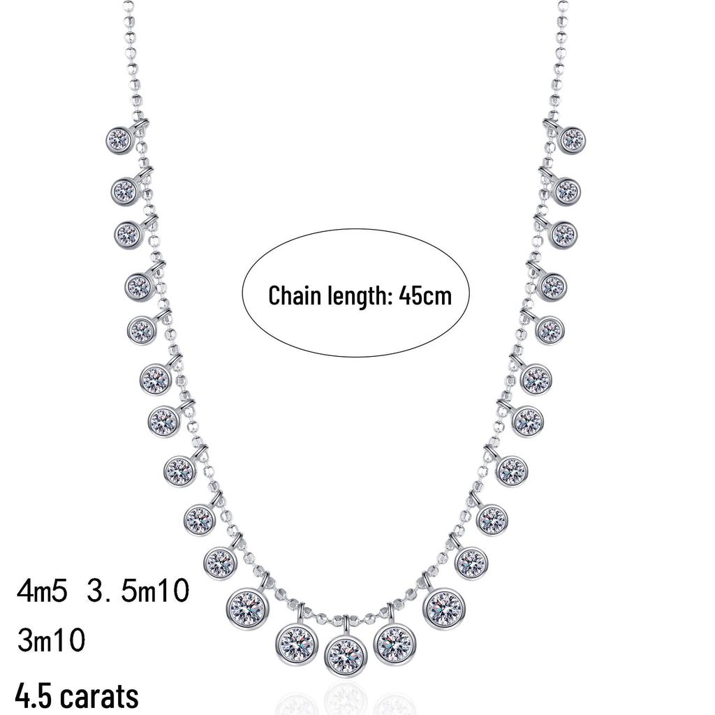 Yin Baichuan S925 Sterling Silver Moissanite Necklace - High-End Luxury European & American Style.