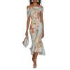 Summer new European and American women's clothing, fashionable waist dress, daily casual off-the-shoulder dress
