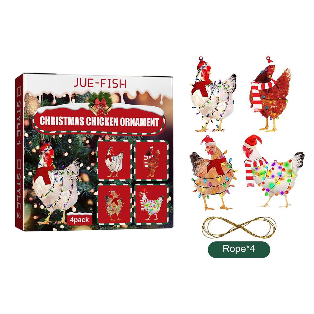 Set Sciarpa e Ciondolo Pollo di Natale - Decorazioni Festive per Albero e Casa