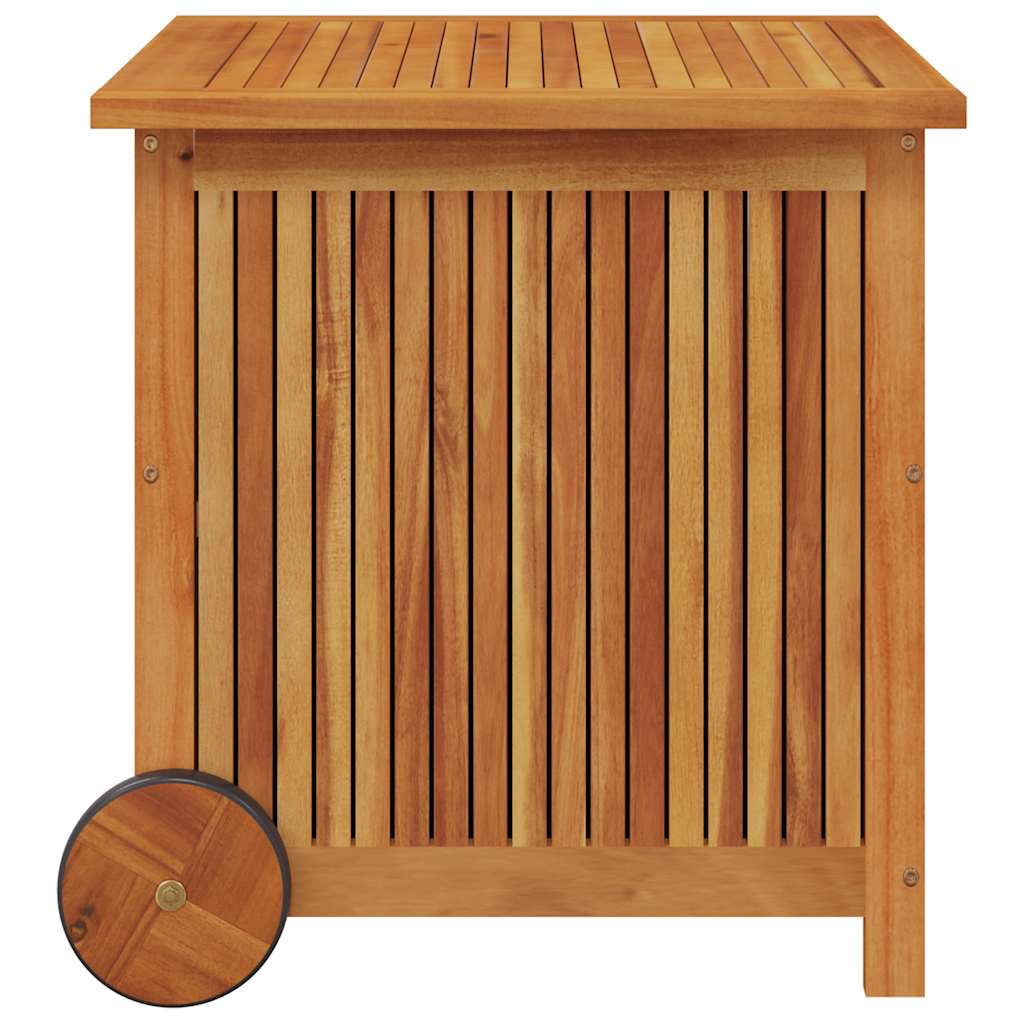 Garden Storage Box with Wheels 60 X 50 X 58 Cm Solid Acacia Wood