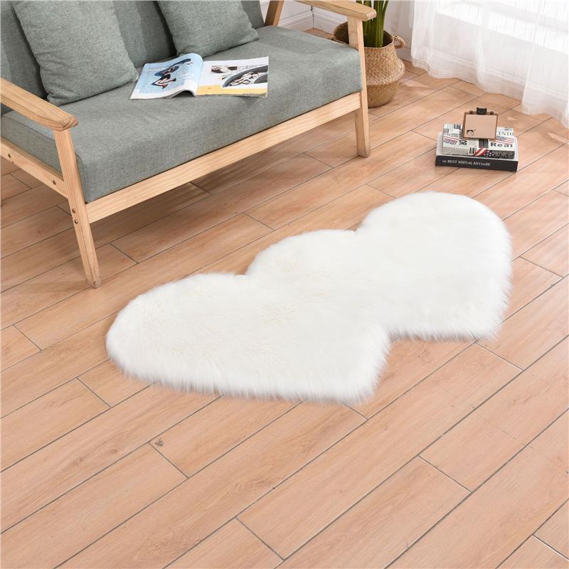 Simple Faux Wool Irregular Bedside Rug for Bedroom and Living Room