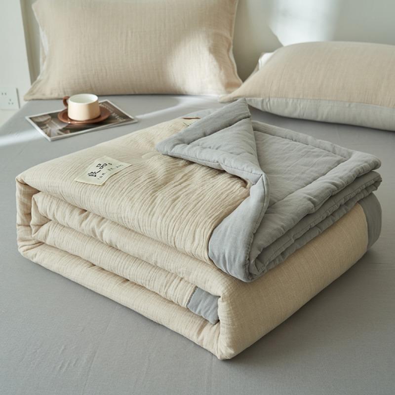 New Japanese Simple Style Solid Color Comfortable Home By Class A Double-layer Yarn Good Product Soybean Summer Cool Quilt