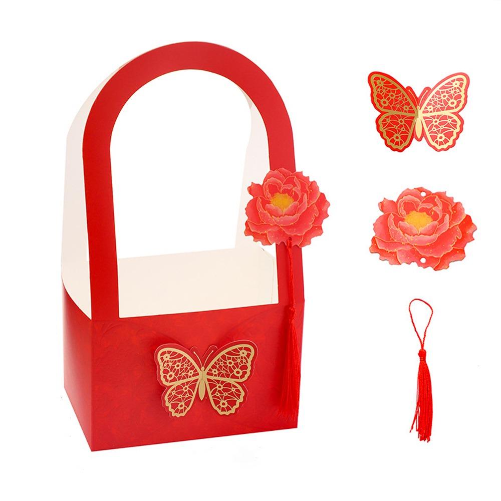 3pcs Portable Butterfly Flower Arrangement Box Paper Bouquet Wrapping Box  Valentine's Day Gift