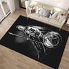 Black Warrior Carpet with Spear and Shield Design, Bold Artistic Style Suitable for use as an anti-slip for living room bedroom sofas