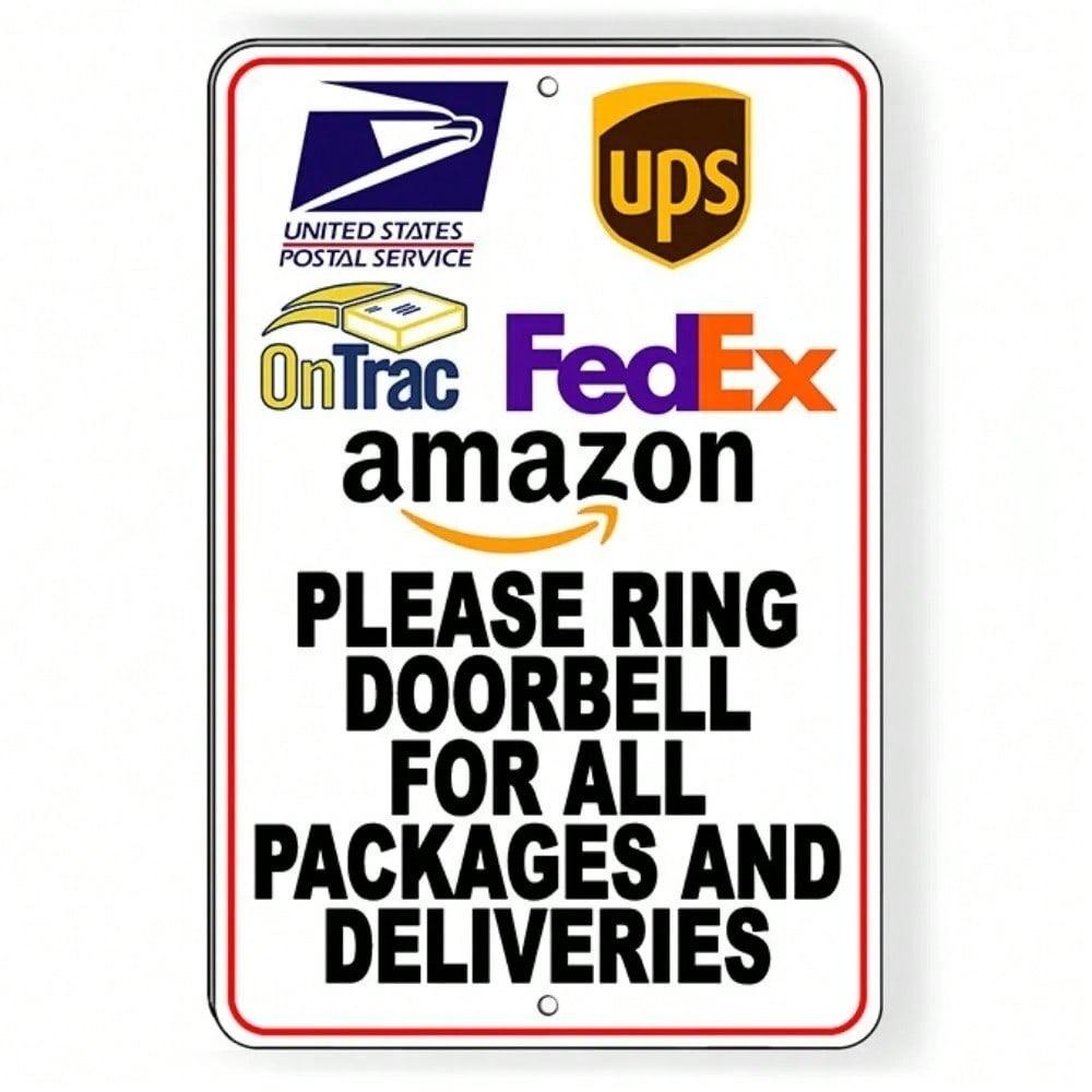 Vintage Aluminum Scrollwork Sign OnTrac Delivery Instructions Notice