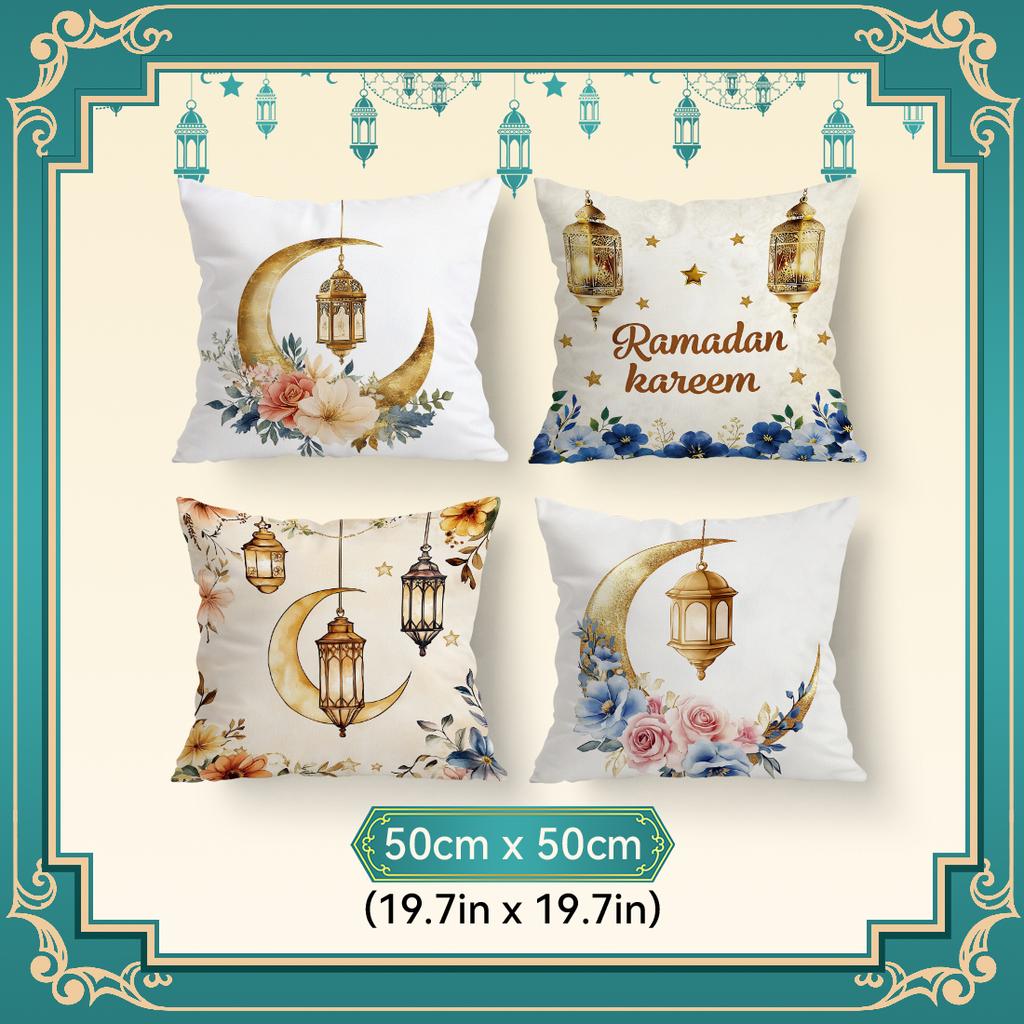 Ramadan Lantern Moon Pillowcase Printed Polyester 40/45/50Cm Throw Pillowcover Decorative Sofa Cushion Pillowslip Home Decor