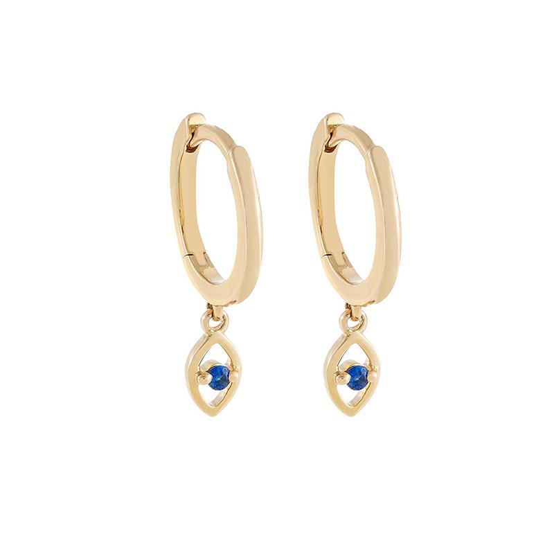 2023 Nový design Zlaté barvy Ušní kruhové náušnice s uhrančivým okem pro ženy a muže z nerezové oceli Malé náušnice s punkovým piercingem