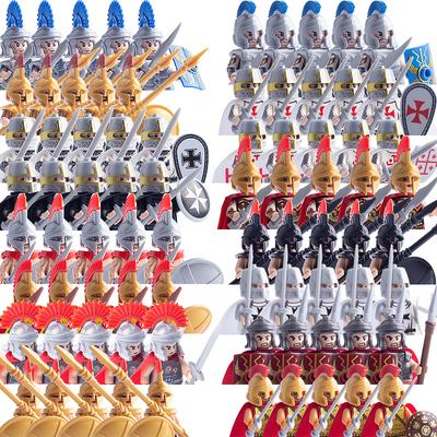 All Medieval Military Sets Action Figures Building Blocks Bricks Roman Knight Spartan Soldier Helmet Sword WeaponsToys For Children