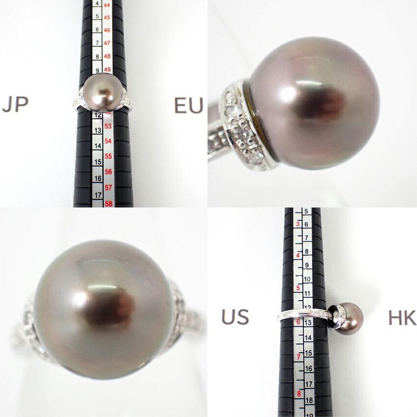 [Pre-owned] Pt900 Black Pearl/Diamond Ring / Size 11 / j67-10