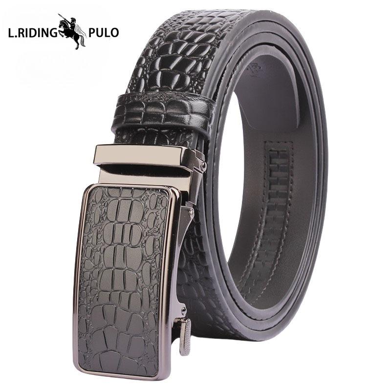 Belt Men's Business Toothless Automatic Belt Men's Crocodile Pattern Durable Leather High-end Trousers Genuine