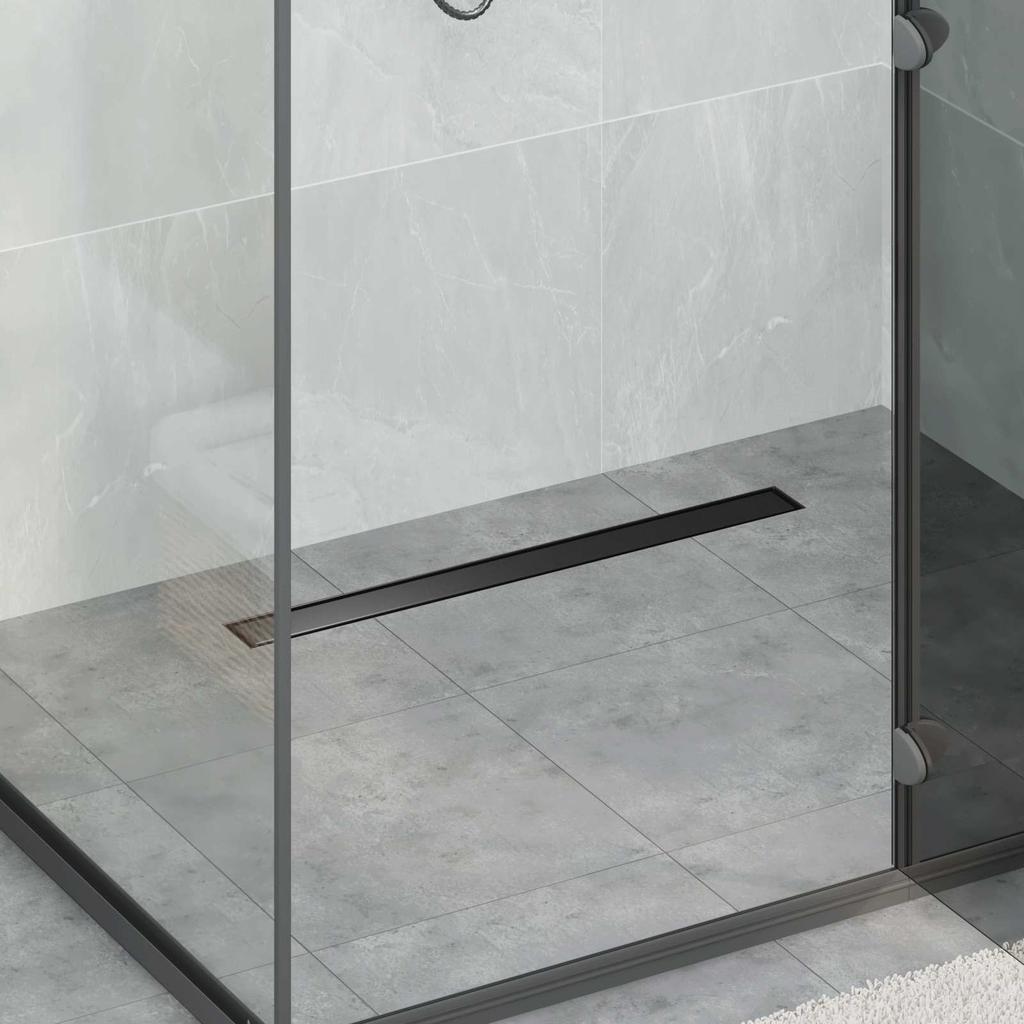 2 in 1 Shower Drain Black 80 cm Stainless Steel 304