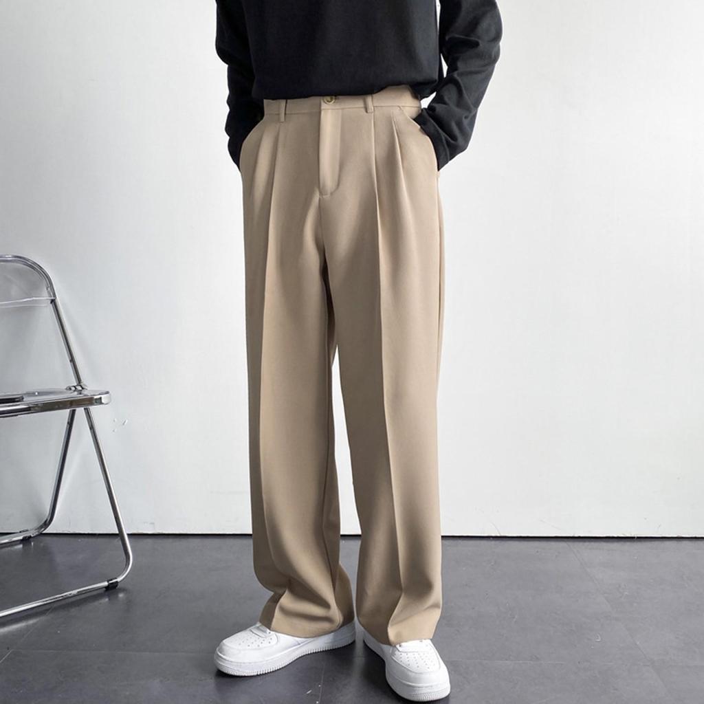 Pantalones de negocios casuales de color sólido holgados y rectos para hombre Pantalones casuales para hombre