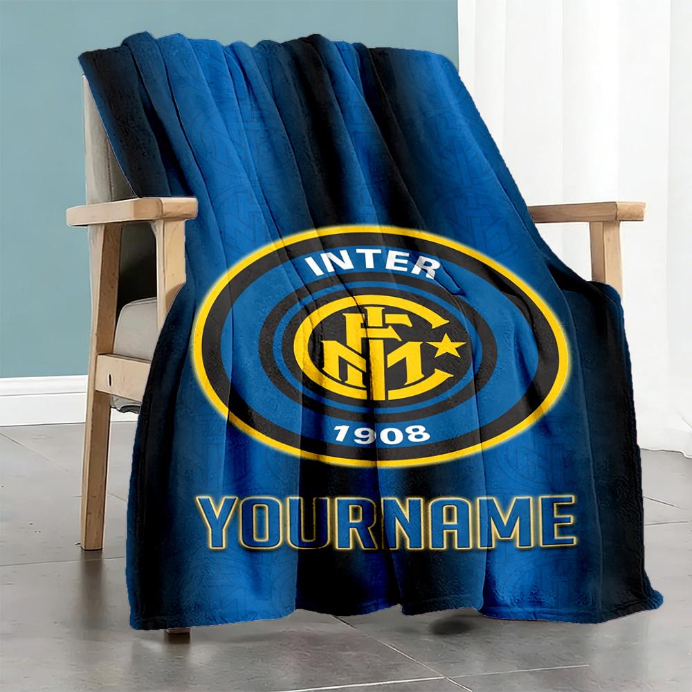Inter Milan Customize Your Name Blanket Cozy Customizable Blanket Comfortable Versatile for Picnics Livingroom Bedding Seaside Four Seasons Universal