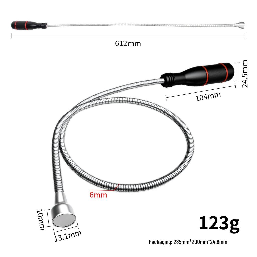 JGF Telescopic Magnetic Pickup Tool with Square & Round Mirror, Flashlight Head