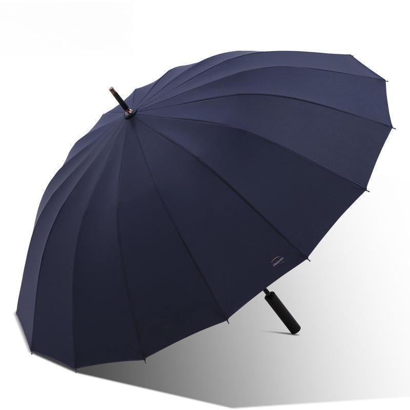 16-rib Steel Reinforced Long Straight Handle Semi-automatic Umbrella Rainproof Windproof Sturdy Men's Business Golf Umbrella